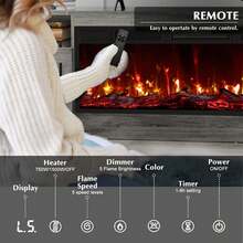 70 Inch Fireplace TV Stand Entertainment Center With 36" Fireplace, 70" Wooden TV Stand For TVs Up To 80", Media TV Console With High Gloss Storage Cabinet And 16 Colors LED Lights - 查看 2