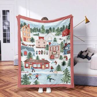 1pc Christmas Snowman Modern Style High Definition Digital Print Fleece Blanket, Soft & Warm Polyester Fiber, Perfect For Camping, Sofa Or Travel, Comfortable, Lightweight, Soft, Foldable, Suitable For Sofa, Bed, Rocking Chair, Office Shawl, Best Gift Choice