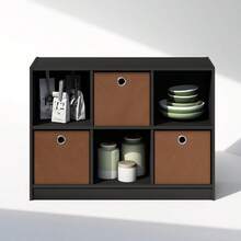 Cubic Multipurpose Clothing Closet Storage Organizer Shelf With Bin Drawers 6-Cube For Efficient Wardrobe Organization Americano/Medium Brown Color Ideal For Bedroom Closet Or Home Storage Solutions - 美式咖啡中棕色 - 查看 5