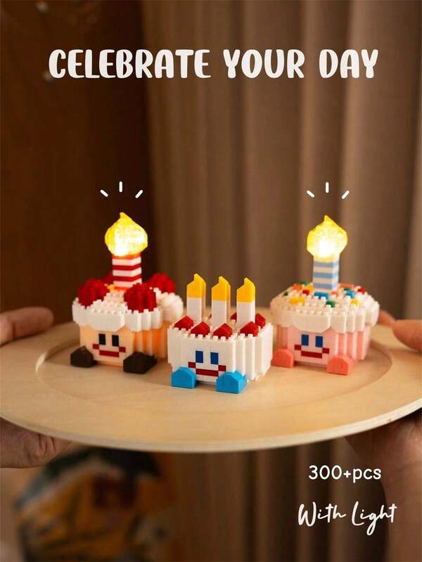 قطعة واحدة كتلة بناء تضيء بشكل كعكة جميلة ، هدية عيد ميلاد ، ديكور مكتبي ، إغاثة من التوتر ، ديكور منزلي ، دمية تجميعية ، زينة مكتبية. مناسبة لهدايا المناسبات ، عيد الأب ، عيد الأم ، الزفاف ، التخرج