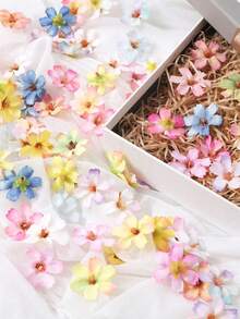 10/30pcs Artificial Flower Heads, 1.57in Mini Simulation Cherry Plum Blossom & Daisy Flower, For DIY Crafts, Wreaths, Photo Frame Decor, Home Decoration, Wedding, Party Decoration, Perfect For Valentine's Day, Thanksgiving, Mother's Day - Multicolor - View 10