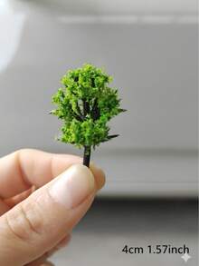 5pcs 4/6/7/9cm Simulation Model Green Trees,Train Layout Miniature Tree,Artificial Mini Forest Trees Diorama Building Scenery Landscape - Green - View 4