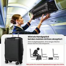 Carry-On Suitcase, Trolley Suitcase With Adjustable Telescopic Handle, ABS Hard Shell Suitcase With TSA Lock And Smooth Wheels, Luggage, Rolling Suitcase For Women & Men, 55*39*20cm - 黑色三件套 - 查看 7