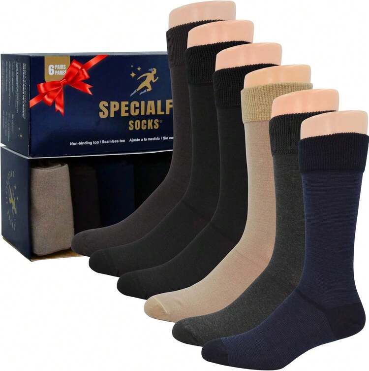 ¡RecomendadoCalcetines hombre, calcetines hombre algodon Premium, Suaves y extremadamente cómodos, Calcetines de vestir delgados, aptos para diabéticos.¡Top de Temporada - b Azul marino , Negro, Beige, Café y Gris - Añade 2