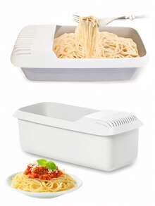 1pc/2pcs Microwave Noodle Cooker,Microwave Pasta Cooker,Microwave Pasta Cooker With Strainer,Noodle Water Filter Basket,Vegetable Fruit Storage Box,Noodle Container,Kitchen Drain Basket,Noodle Cooker,Plastic Dual-Purpose Vegetable Washing And Noodle Cooking Storage Box - Multicolor - View 1