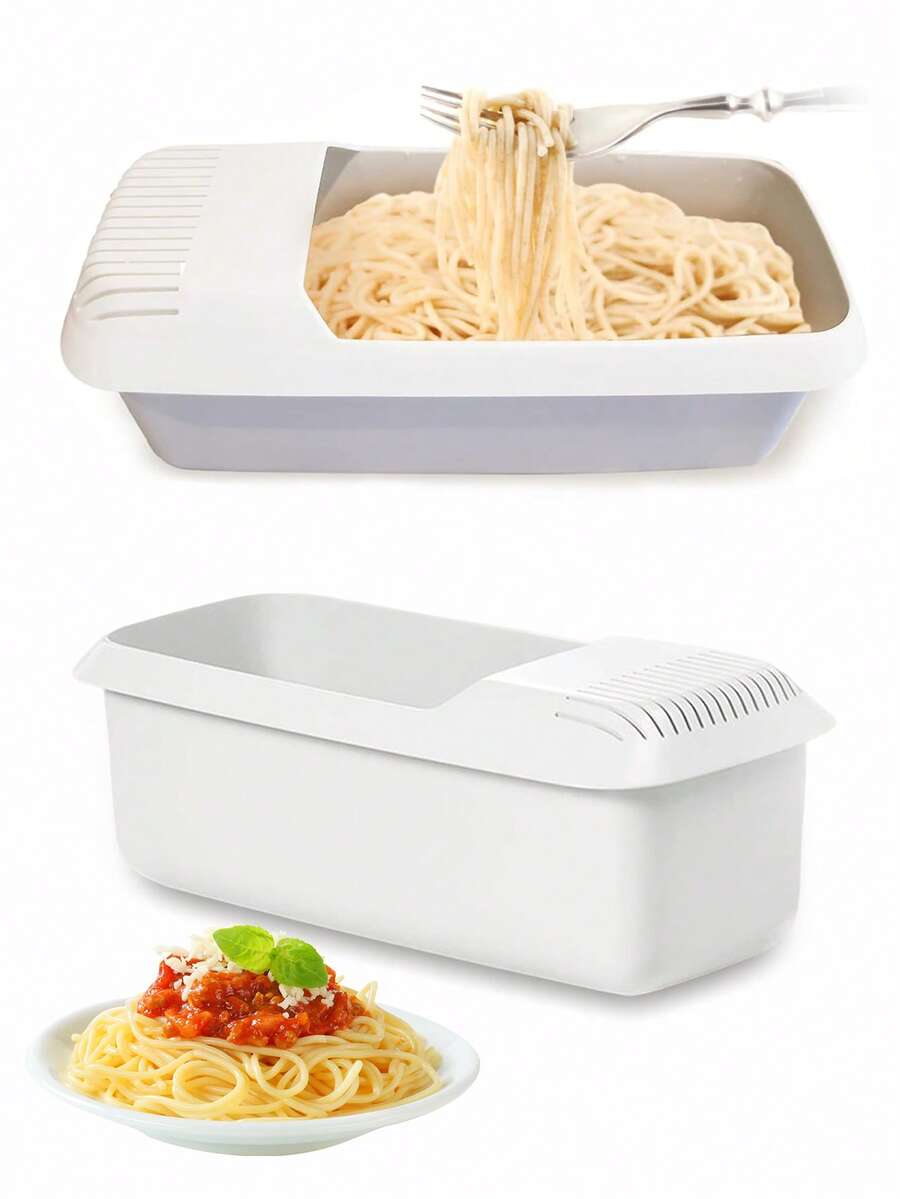 1pc/2pcs Microwave Noodle Cooker,Microwave Pasta Cooker,Microwave Pasta Cooker With Strainer,Noodle Water Filter Basket,Vegetable Fruit Storage Box,Noodle Container,Kitchen Drain Basket,Noodle Cooker,Plastic Dual-Purpose Vegetable Washing And Noodle Cooking Storage Box - Multicolor - View 1