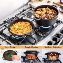 Senmeo 26cm (10.2") 2-In-1 Cast Iron Dutch Oven - Dual-Handle Deep Pot With Skillet Lid & Accessories - Black - View 4