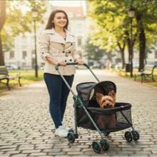 Pet Dog And Cat Transport Cart - Transports Up To 12kg. - 黑色 - 查看 2