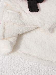 两件套少女罗纹针织长袖连衣裙+双面抓绒上衣套装，秋冬季 - 黑色 - 查看 4