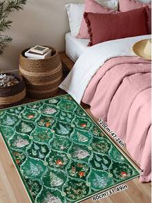 1pc Christmas Tree, Santa Claus And Reindeer Pattern Beige Carpet, Non-Slip And Washable, Suitable For Living Room, Bedroom, Hallway, Indoor And Outdoor Use, Easy To Create Warm Christmas Home And Room Decor - Green - View 19