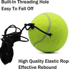[One]Elastic Ball Trainer With Rope Single Tennis Practice Ball With Buckle High Elasticity Fitness Ball Beginner Rebound Training Ball - 3.8-meter Elastic Rope + 1 Tennis Ball [Weight: 68g] - View 6