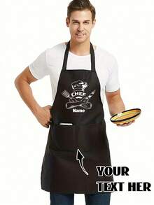 1pc Customized Kitchen Cooking Apron, Modern Polyester Oil-Proof Apron, Black Kitchen Apron, Polyester Apron, Suitable For Garden, Kitchen And Housework, Perfect For Home, Restaurant And Kitchen Cooking, Washable, Customized, Unique, Personalized, Ideal Gift For Boyfriend, Girlfriend, Family And Friends, Suitable For Use In Sofa, Bed, Car, Tea Room, Bedroom, Living Room, Bathroom, Dining Room And Other Places. - Multicolor - View 9