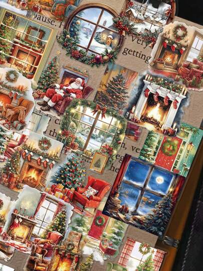 50pcs Christmas Scene Stickers For Scrapbooking, Notebooks, Phone Cases, Tablets, Violins, Cabinets, Skateboards, Guitars, Christmas Gifts