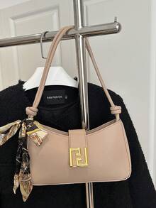 新款奢华纯色百搭女士单肩包 - 卡其色 - 查看 3