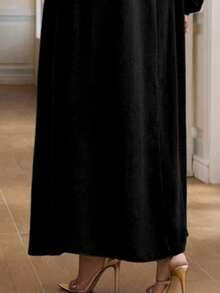 中东风情复古宽松加大码及膝连衣裙，休闲外套 - 黑色 - 查看 5