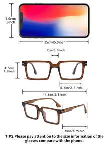 1 Cặp Kính phẳng gọng vuông PC màu nâu đơn giản phong cách cổ điển thời trang dành cho nam - màu nâu - Xem 4