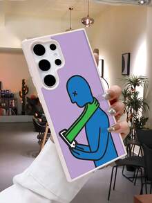 For IPhone 17ProMax 17Air 17 17pro Magnetic Case Blue Figure With Phone's Arm Abstract Satirical Vibe Phone Case Anti-Slip  Design Shockproof&Scratch-Resistant Full Protective Phone Cover For IPhone 16 15 14 13 12 11 ProMax Plus Pro X/XS Xsmax For Samsung For Galaxy S22 S23 S24 S25 Plus Ultra FE Case For Women Men - White - View 7