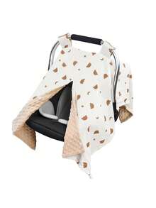 1 Stück Baby Kinderwagen Abdeckung für Neugeborene Jungen & Mädchen - Weicher Fleece, warm, winddicht und staubdicht, verstellbare und abnehmbare Kapuze mit Cartoon Bär Design, Multifunktional als Stillabdeckung & Decke, ideales Baby Shower Geschenk