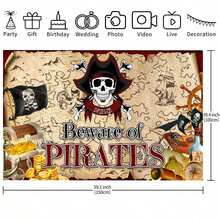1pc Pirate Party Decorations Banner Pirate Treasure Map Backdrop Nautical Theme Birthday Party Decorations - Multicolor - View 9