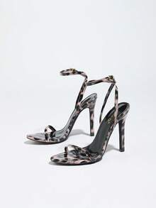 Jin Bei Qi Women's Pointed Toe Strap Ankle Strap Buckle Patent Leather High Heel Sandals, Elegant Luxurious Fashion Sexy High-End Party Banquet Pumps, Pink