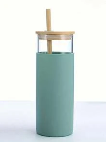 1pc Customized Glass Straw Cup, Personalized Bridesmaid Water Bottle, Customized Glass & Silicone Cup, Bachelorette Party Gift, Bridesmaid Invitation - Multicolor - View 12