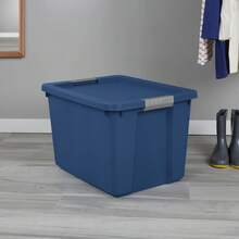 Large Storage Bin, 20 Gallon Plastic Storage Container With Latch Lid, Blue - 單身的 - 查看 6