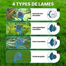 Cortacésped eléctrico inalámbrico, cortacésped eléctrico portátil 3 en 1, con 2 baterías de 48 V, para cortar el césped y podar jardines. - Azul - Ver 4