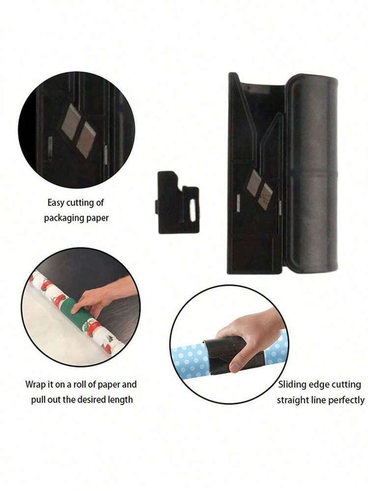 1pc Portable Cylindrical Paper Cutter, Gift Wrapping Scissors, Christmas Paper Trimmer,Christmas Decorations For Home - 綠色 - 查看 8