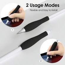 Ergonomics Grip Holder Silicone Protective Sleeve Cover For Apple Pencil 1st 2nd Generation IPad Pro 11'' 12.9'' 2021 2020 2018 Stylus Accessories Kits Black - 黑色 - 查看 3