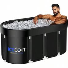 Upgrade 129 Gal XL Large Oval Ice Bath Tub For Athletes Collapsible Cold Plunge Tub - Multiple Layered For Post-Exercise Recovery Portable Bathtub For Home Gyms Indoor Outdoor Use - màu đen - Xem 1