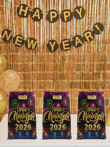 50个新年快乐礼品袋，彩色烟花图案礼品包装袋，新年派对回礼袋，2026新年装饰，新年小礼品袋，新年购物袋，新年厨房包装用品，新年家居收纳袋，新年家居用品袋，新年房间装饰，派对回礼 - 新年煙火 - 查看 10