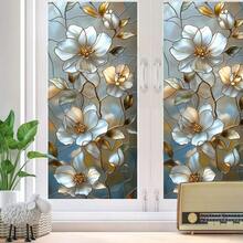 2D Flat Surface, 1 Piece Of Window Sticker, 2D Flat White Floral Art Pattern PVC Electrostatic Adsorption Window Film, Elegant And Light Luxury Style Home Decoration Window Film Decals For Living Rooms And Bedrooms, Artistic Atmosphere + Privacy Protection, Custom Sizes Available, Home Decoration, Floral Art Design, Glass Craftsmanship Texture, Durable Material, Electrostatic Adsorption Type, 2D Flat Surface, Window Art Decoration - 17.72*39.37吋(45*100公分) - 查看 2