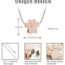 Pet Cremation Jewelry Pendant Paw Print Heart Urn Necklace For Ashes Memorial Keepsake For Dog's Cat's Ashes - RoseGold1 - View 2