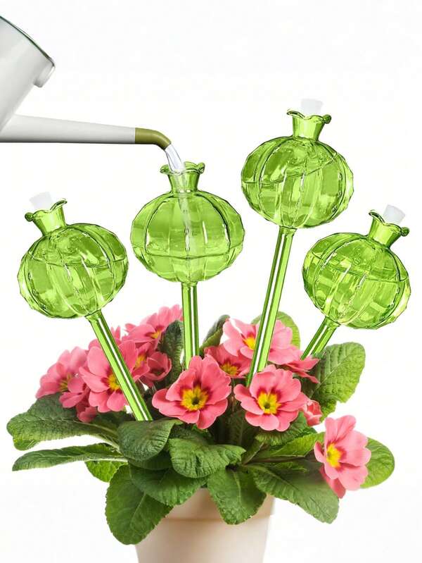 1pc, Cactus Shape Plant Automatic Watering Device, Plastic Watering Ball Automatic Watering Spike, Cute Shape Decoration, Green