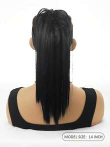 14英寸半扎直马尾辫，带爪夹 - 耐热合成瀑布式假发，适合女性、圣诞派对和日常佩戴，轻松夹戴，无需编发（黑色/棕色） - 彩色 - 查看 8