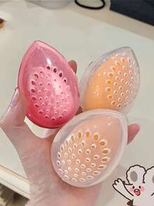 3pcs Makeup Sponge Holders, Freestanding Cosmetic Egg Organizer, Portable, Durable Plastic, Non-Electric Storage Case - Multicolor - View 2
