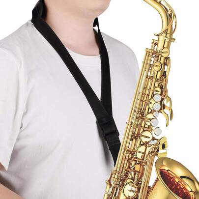 Focusound Upgraded Length Tenor Saxophone Neck Strap Soft Sax Leather Strap Padded For Alto And Tenor Saxophone