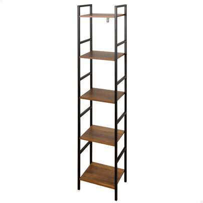 Max Home Scaffale quadrato a 5 ripiani, 30x24x144 cm, portata massima 15 kg, acciaio nero e legno, scaffalatura per soggiorno, camera da letto, ufficio, arredamento per la casa, libreria ✅ Consegna 24/48 ore in Spagna continentale
