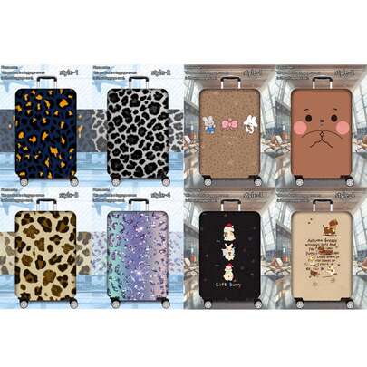 1 pieza Funda para equipaje con estampado de leopardo, 300g/m², accesorio de equipaje acolchado, perfecto para viajes de negocios, vacaciones, viajes, equipaje facturado, regreso a la escuela y talla grande, agregando un toque de elegancia a su equipaje. Compatible con equipaje de 20 a 28 pulgadas.