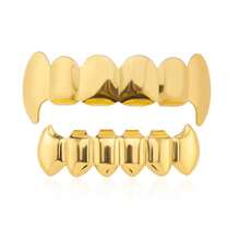 1-2 piezas Joyas de dientes plateados con diseño único de dientes de colmillo de moda HIPHOP - Oro y plata - Ver 4