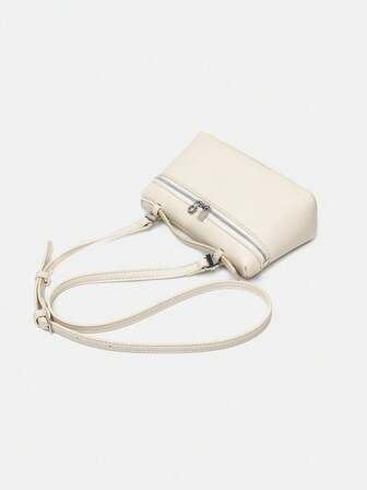 1pc Square Shoulder Bag Women Solid Litchi Pattern PU Handbag, Suitable For Ladies Daily Fashion Matching & Outing