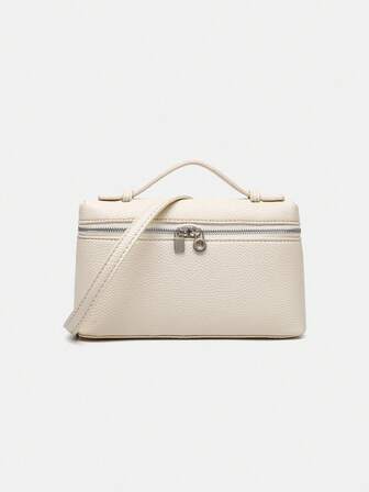 1pc Square Shoulder Bag Women Solid Litchi Pattern PU Handbag, Suitable For Ladies Daily Fashion Matching & Outing