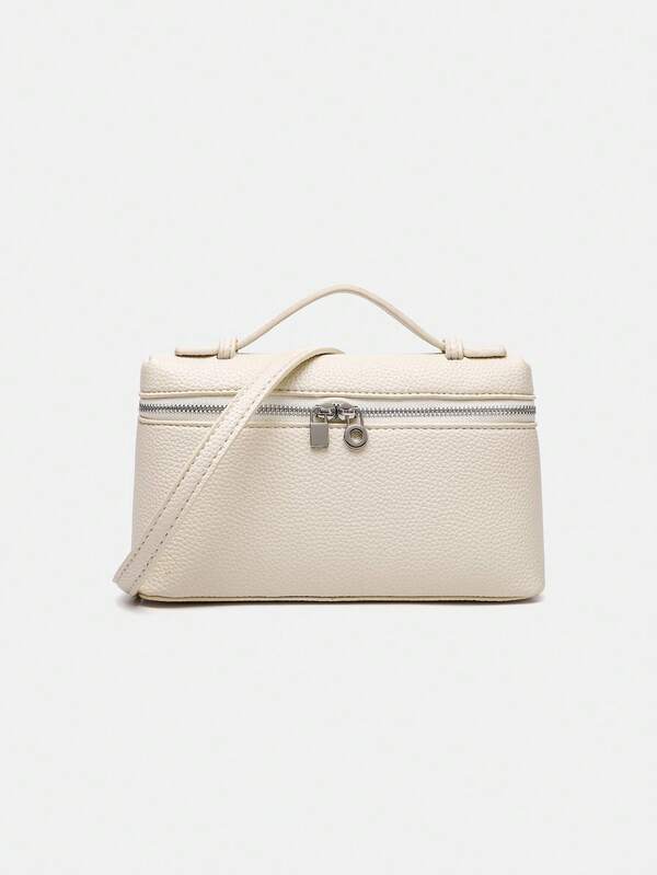 1 szt. kwadratowa torba na ramię damska solidna torebka z wzorem liczi z PU, odpowiednia dla kobiet, do codziennego noszenia i na wyjścia