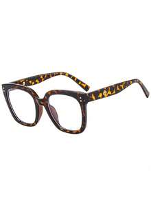 1 Pair Oversized Tortoiseshell Patterned Transparent Glasses, Retro Personalized Reading Glasses For Women, Vintage Transparent Glasses, Women's Casual Fashion Glasses, Suitable For Daily Reading, Commuting, Beach Accessories, Retro Y2K Basic Business Casual Gift - Leopard Color - View 4