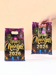 50个新年快乐礼品袋，彩色烟花图案礼品包装袋，新年派对回礼袋，2026新年装饰，新年小礼品袋，新年购物袋，新年厨房包装用品，新年家居收纳袋，新年家居用品袋，新年房间装饰，派对回礼 - 新年煙火 - 查看 7