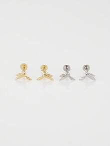 1 pieza Pendiente de plata de ley 925 con diseño de pájaro de espalda plana | Pendiente de botón diminuto | Pendiente apilable | Pendiente de pájaro | Joyería de plata de ley 925 | Adecuado para uso diario de mujeres | Se vende como 1 pieza (no 1 pieza) - Multicolor - Ver 2