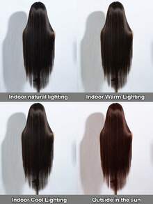 38 Inch Super Long Straight Hair Wig With Natural Black To Brown Ombre Synthetic Lace Front Heat Resistant For Women's Daily Wear Parties And Cosplay