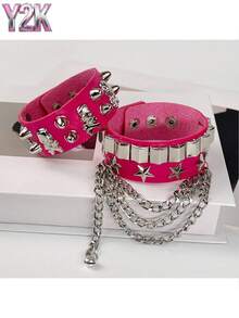 Pulseira de Couro PU Estilizada, Acessório de Pulseira de Dança de Rua com Caveira Única, Pulseira de Hip-Hop, Joia, Pulseira de Festa, Presente de Feriado.