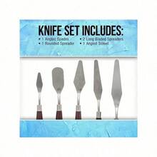 U.S. Art Supply 5-Piece Stainless Steel Palette Knife Set For Acrylic Painting - Paint Spatula Tools For Oil, Canvas Art - Painting Knives For Mixing, Texturing - Pallet Knives For Art & Cake - 預設 - 查看 3