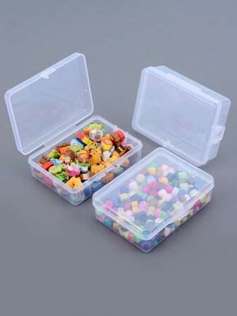 1 Pc Square Transparent Storage Box With Lid, Suitable For Storing Earplugs, Paper Clips, Beads, Jewelry, Lipstick, Cushion Compacts, Celebrity Cards, Small Items, Sewing Machine Accessories, And Craft Project Parts.